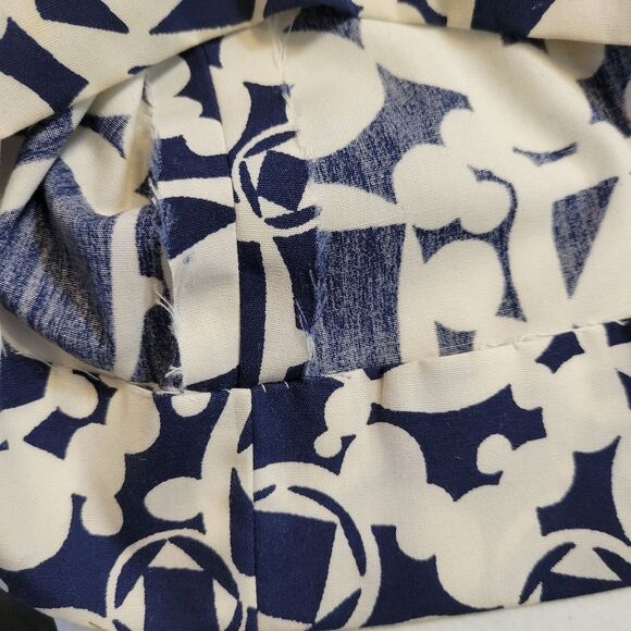 Vintage Homemade Geometric Patterned Shirt Dress Blue White - Picture 10 of 14